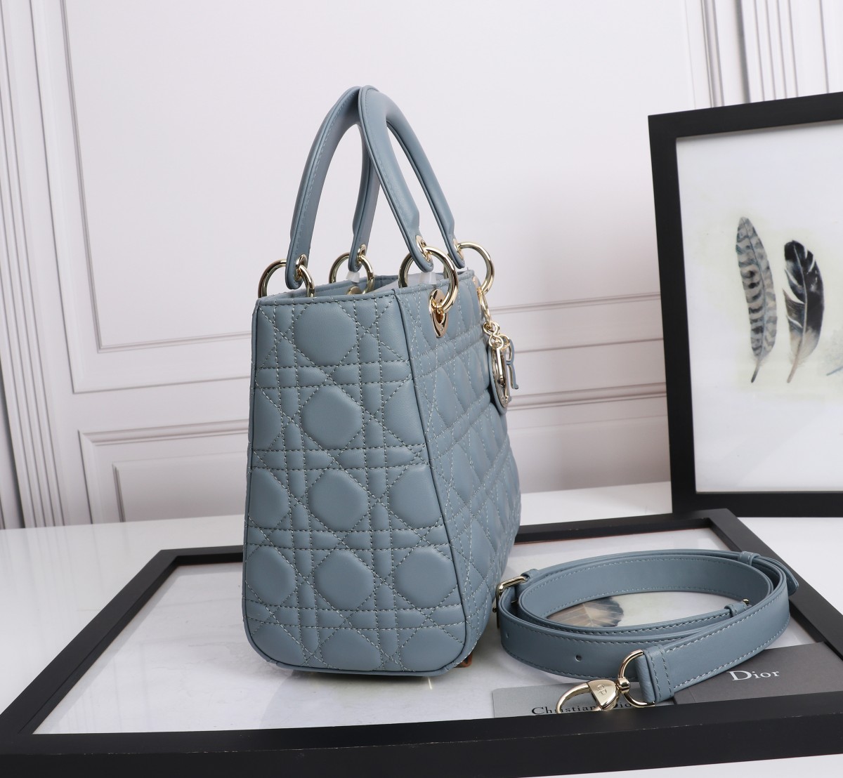 Medium Lady Dior Bag Sky Blue Cannage Lambskin